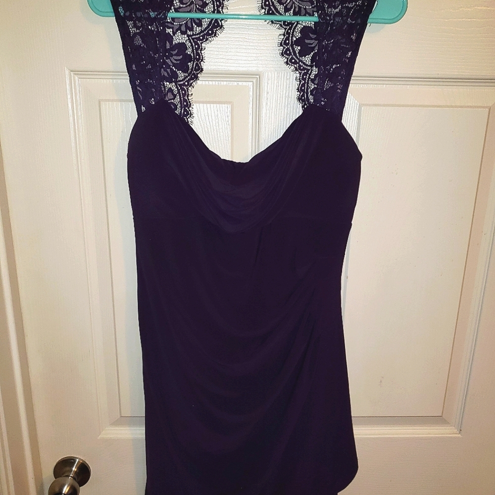 Royal purple lacy cocktail dress
